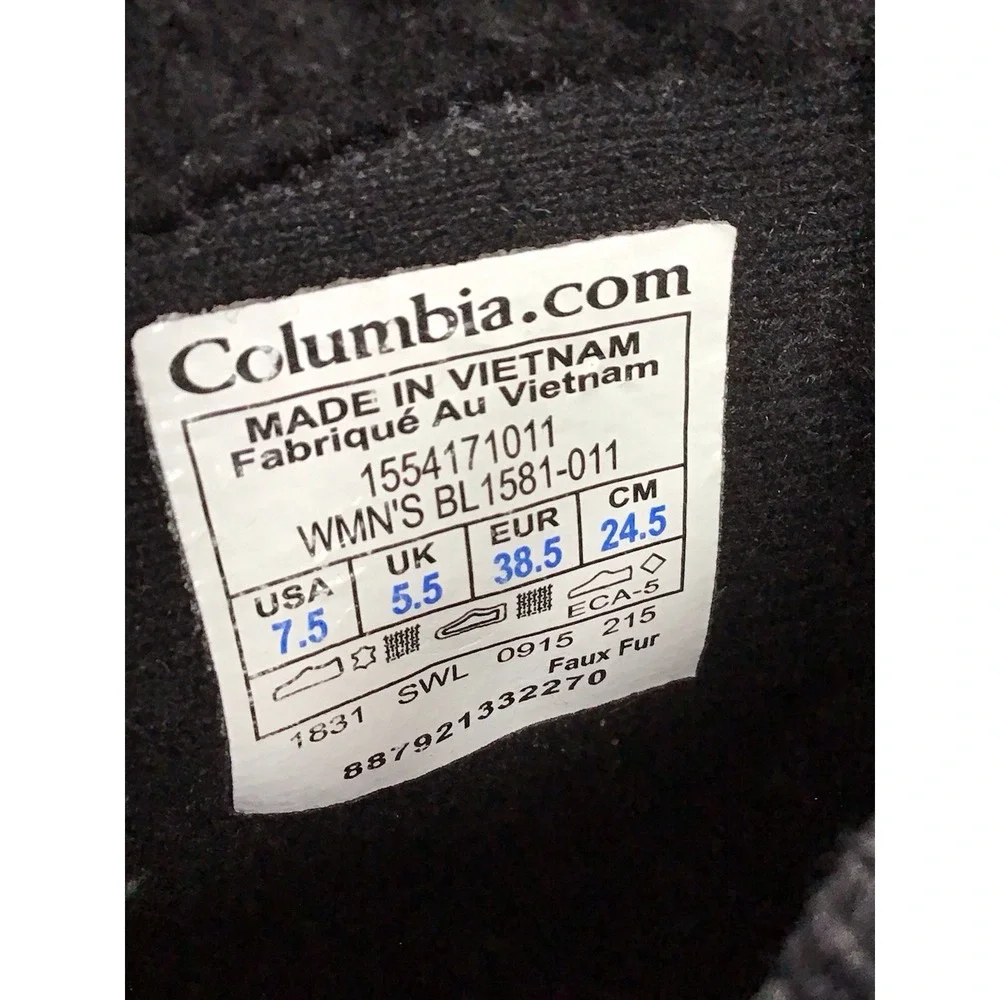 Columbia Ice Maiden II Waterproof Boots Black Faux Fur BL 1581-011 Womens 7.5